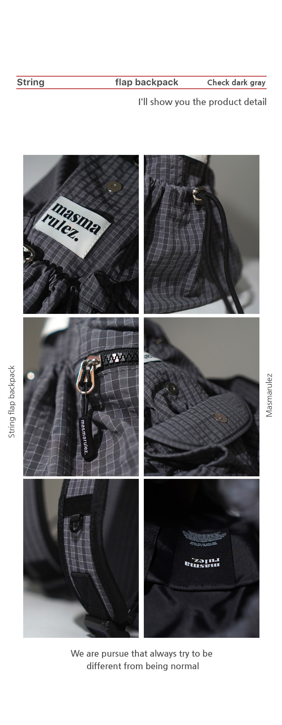 마스마룰즈(MASMARULEZ) String flap backpack _ Check 2 Colors