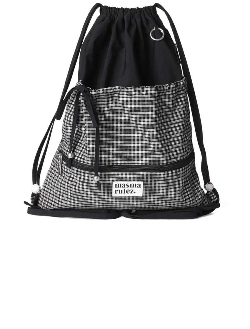 RIBBON GYM SACK - 4 COLORS BLACK