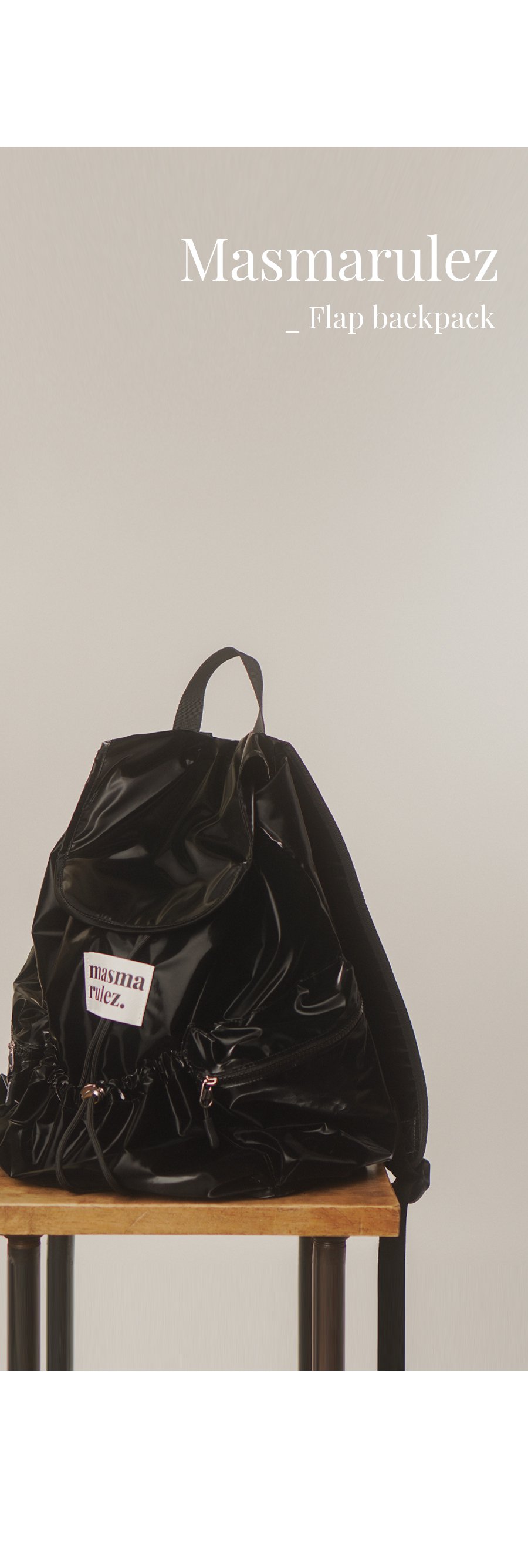 String flap backpack _ Glittery black : Masmarulez [마스마룰즈]