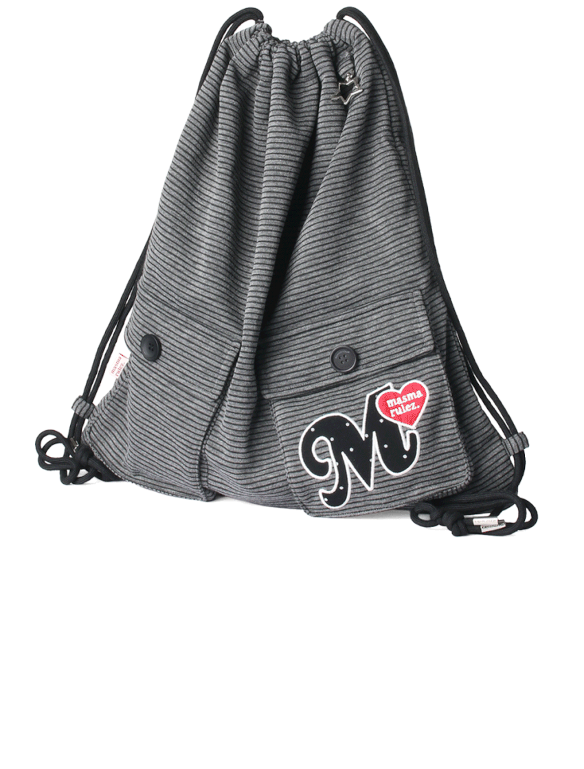 TWO POCKET PATCH STRIPE GYM SACK AS SHOWN